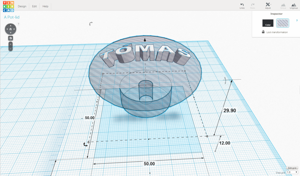 Here you can see that the Smaller 3d object does not sit on the bigger object but has a hole and sits in it