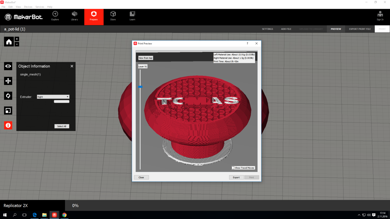 Here I look at layer 91, just to confirm that the print will do alright on each object